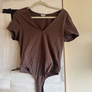 Tobi Brown V-Neck Bodysuit